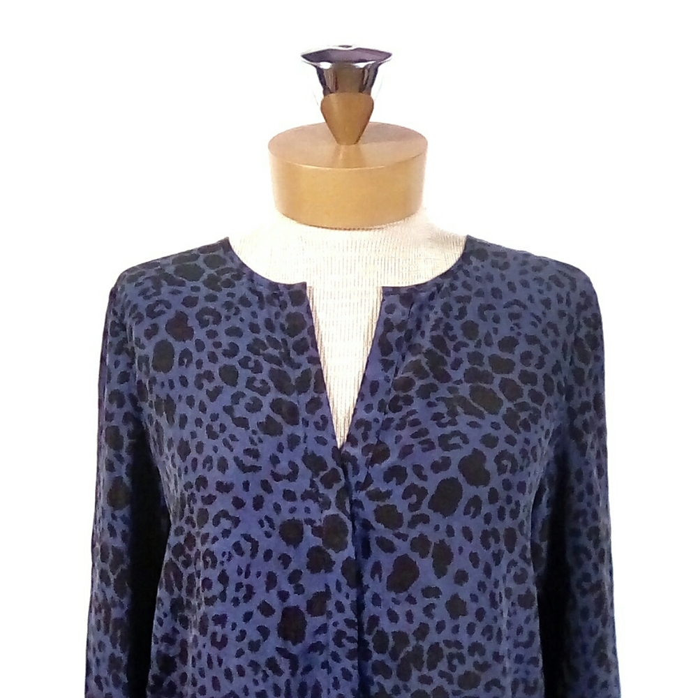 Max Studio Leopard Print Silk Button Down Blouse - image 2